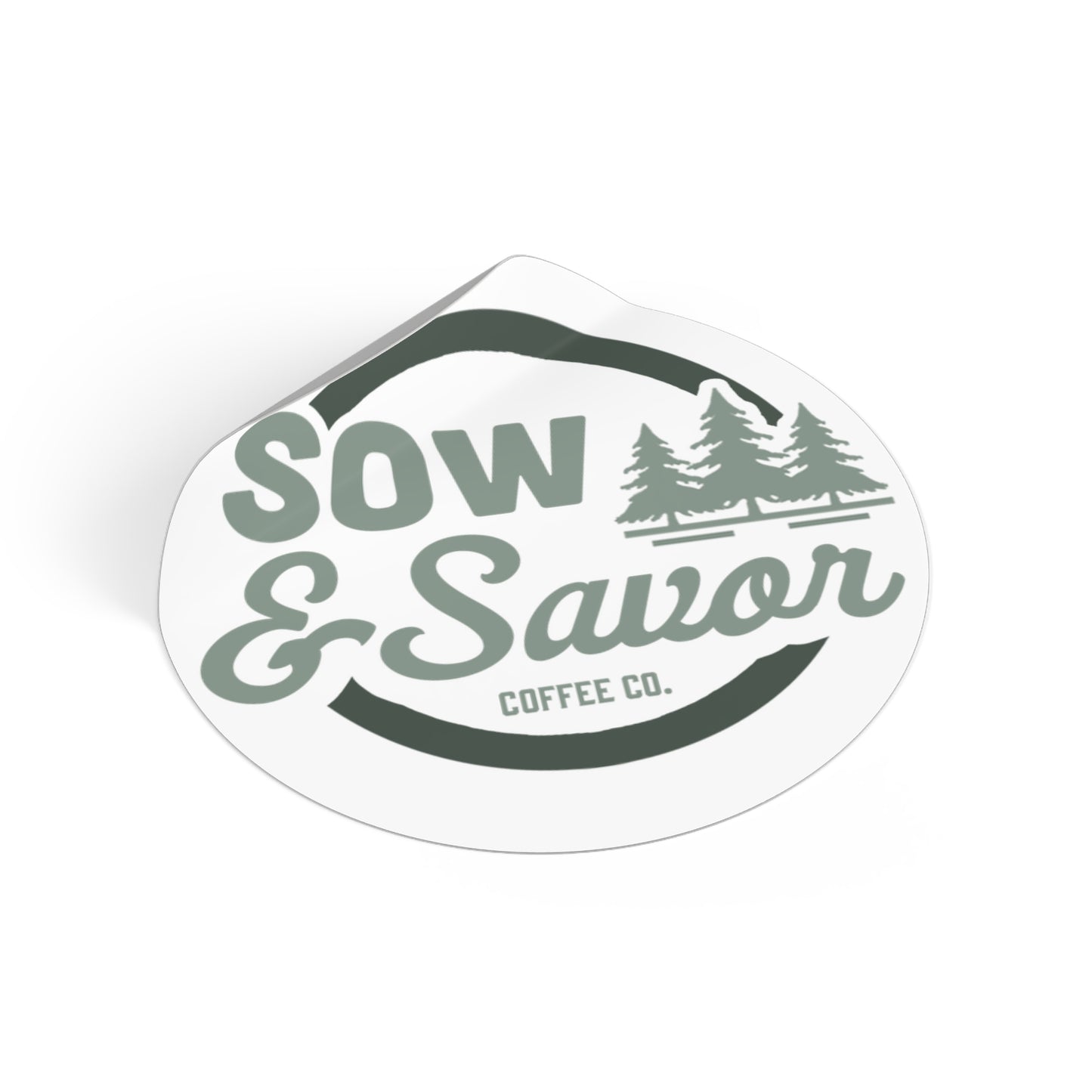 Sow & Savor Coffee Co. Round Vinyl Stickers - Nature-Themed, Rustic Decal for Coffee Lovers, Home Decor, Journals, Gift Ideas