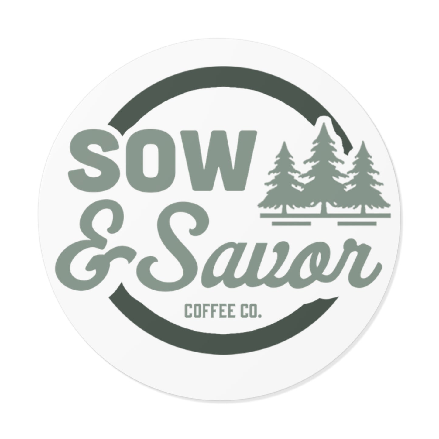 Sow & Savor Coffee Co. Round Vinyl Stickers - Nature-Themed, Rustic Decal for Coffee Lovers, Home Decor, Journals, Gift Ideas
